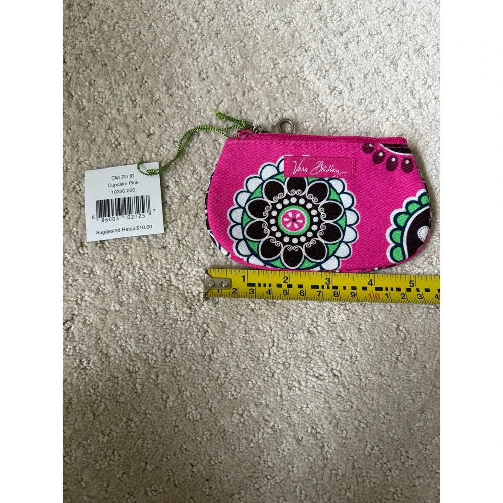 Vera Bradley Clip Zip ID Women OS Cupcake Pink NEW Floral Pouch *Retired*